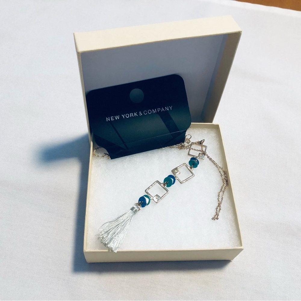 New York & Company Gold and Teal Necklace